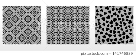 Geometric floral set of seamless patterns. Geometric floral set of seamless patterns. 141746889