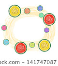 Colorful oil painting-style sliced watermelon circular frame - Summer background material 141747087