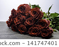 red roses on gray background 141747401