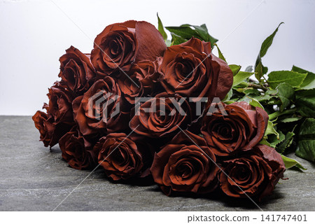 red roses on gray background 141747401