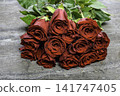red roses on gray background 141747405