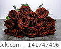 red roses on gray background 141747406