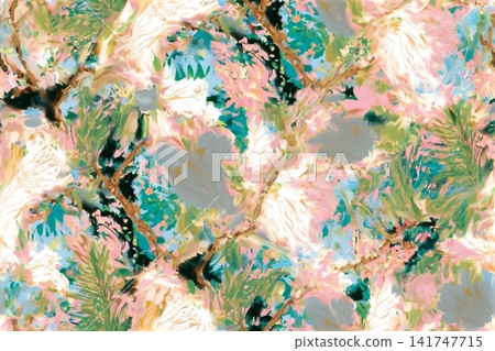 impressive design that combines eye-catching floral motifs. Large flowers and leaves in black, gray and beige tones, accompanied by curved branches, create a watercolor look Seamless watercolor floral impressive design that combines eye-catching floral motifs. Large flowers and leaves in black, gray and beige tones, accompanied by curved branches, create a watercolor look Seamless watercolor floral 141747715