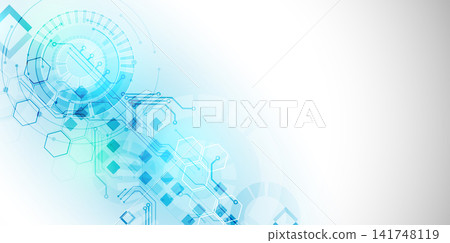 Abstract futuristic technology background with circuit board elements and hexagons. Vector Abstract futuristic technology background with circuit board elements and hexagons. Vector 141748119