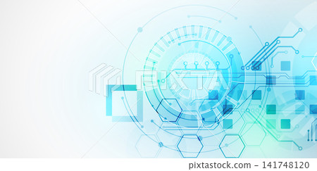Abstract futuristic technology background with circuit board elements and hexagons. Vector Abstract futuristic technology background with circuit board elements and hexagons. Vector 141748120
