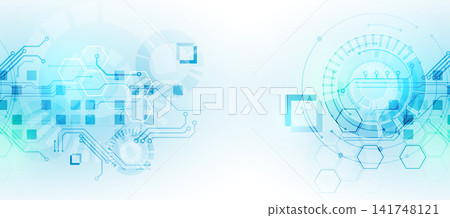 Abstract futuristic technology background with circuit board elements and hexagons. Vector Abstract futuristic technology background with circuit board elements and hexagons. Vector 141748121