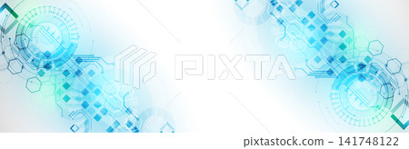 Abstract futuristic technology background with circuit board elements and hexagons. Vector Abstract futuristic technology background with circuit board elements and hexagons. Vector 141748122
