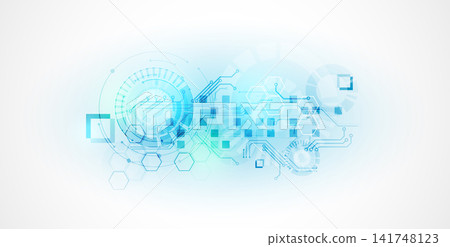 Abstract futuristic technology background with circuit board elements and hexagons. Vector Abstract futuristic technology background with circuit board elements and hexagons. Vector 141748123
