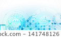 Abstract futuristic technology background with circuit board elements and hexagons. Vector 141748126