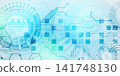 Abstract futuristic technology background with circuit board elements and hexagons. Vector 141748130