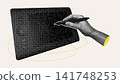 Halftone Hand Drawing Graphic Tablet Stylus Illustration 141748253