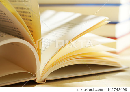 Reading / Turning the pages of a book Reading / Turning the pages of a book 141748498