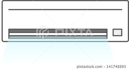 Vector illustration of a wall-mounted air conditioner in cooling mode (front view) Vector illustration of a wall-mounted air conditioner in cooling mode (front view) 141748893