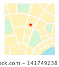 Map illustration of a city showing a destination. Map material. 141749238