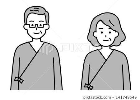 身穿病號服的老人們 身穿病號服的老人們 141749549