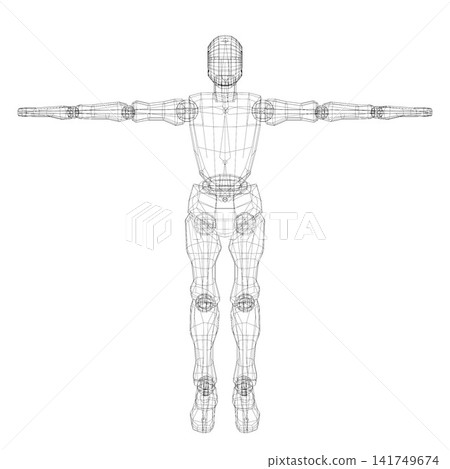 3D illustration of humanoid prototype 141749674