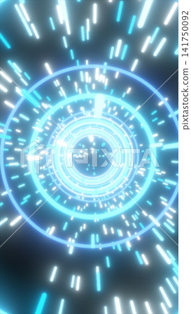 Futuristic blue neon tunnel with concentric rings and streaming light particles, visualizing speed, cyberspace, data flow, and advanced technology. Futuristic blue neon tunnel with concentric rings and streaming light particles, visualizing speed, cyberspace, data flow, and advanced technology. 141750092