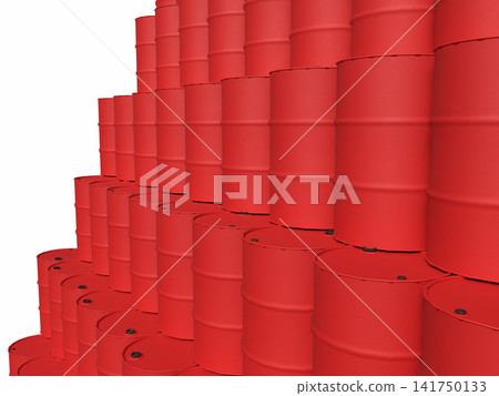 3DCG of stacked red drums 3DCG of stacked red drums 141750133