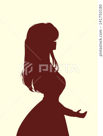 一位女性伸出一隻手;側視圖,輪廓。 一位女性伸出一隻手;側視圖,輪廓。 141750180