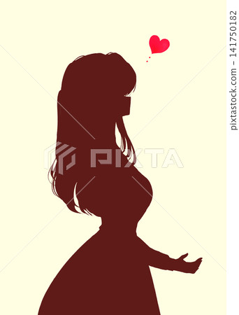 女人伸出一隻手;浪漫;側視圖;剪影 女人伸出一隻手;浪漫;側視圖;剪影 141750182