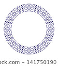 Round lace frame. Round decorative frame for painting, mirror, photo. Decorative element for laser cutting. Element for design. Vector illustration. 141750190