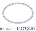 An elegant vintage frame featuring an exquisite lace pattern. The circular ornament is formed by interlocking ring-shaped elements, creating a classic retro design. 141750191