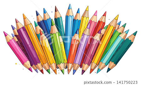 Colorful pencils forming a vibrant spectrum Colorful pencils forming a vibrant spectrum 141750223