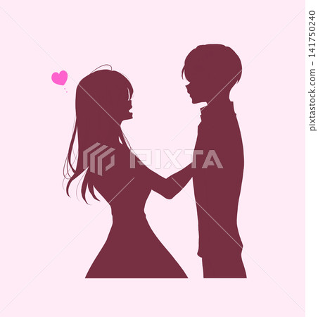 一男一女身體接觸的剪影。 一男一女身體接觸的剪影。 141750240