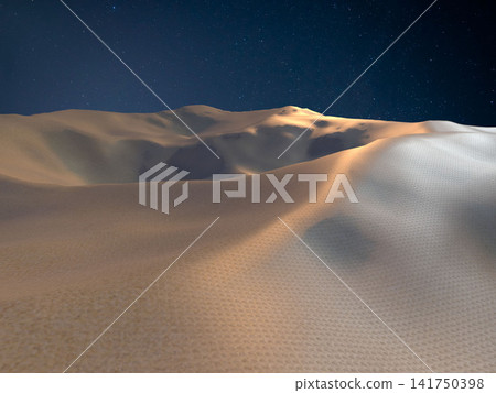 A fantastical night view of sand dunes illuminated by a starry sky (3DCG rendering) A fantastical night view of sand dunes illuminated by a starry sky (3DCG rendering) 141750398