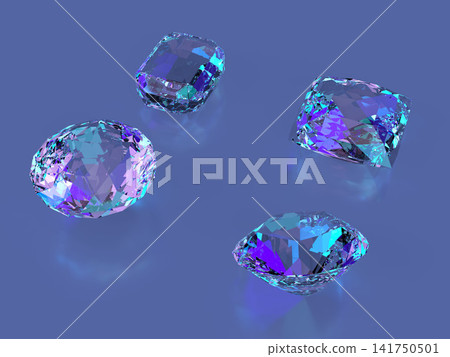 Close-up 3DCG rendering of a sparkling blue diamond Close-up 3DCG rendering of a sparkling blue diamond 141750501