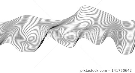 Abstract black line wave pattern isolated on white background 141750642