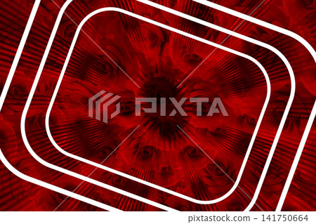 abstract white line three stacked rectangles with rounded corners, positioned at an angle on red rose flower background, decor, fashion, temmplate, banner, copy space abstract white line three stacked rectangles with rounded corners, positioned at an angle on red rose flower background, decor, fashion, temmplate, banner, copy space 141750664