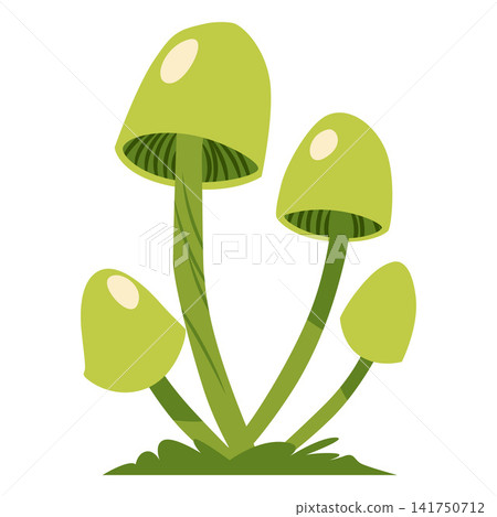 Green cartoon mushroom cluster vector illustration element Green cartoon mushroom cluster vector illustration element 141750712
