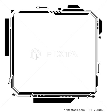 HUD frame, electronic circuit square black border, sci-fi cyber digital screen, Hi tech user interface gaming window HUD frame, electronic circuit square black border, sci-fi cyber digital screen, Hi tech user interface gaming window 141750863