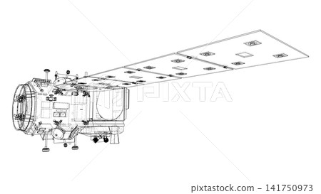 satellite blueprint design. Vector satellite blueprint design. Vector 141750973
