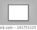 Portrait frame on grey wall. 3d vector mockup 141751125
