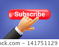 Hand pressing button. Subscribe. 3d vector illustration 141751129