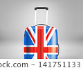 Suitcase with Great Britain flag. Vector 3d illustration 141751133