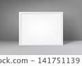horizontal picture frame a4 on the wall. 3d vector mockup 141751139