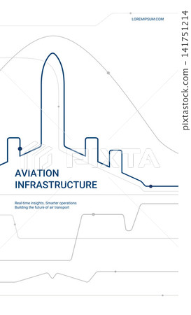Modern aviation infrastructure vertical banner with minimalist line art, airport network concept and corporate transport design for business presentations, reports and digital media. Modern aviation infrastructure vertical banner with minimalist line art, airport network concept and corporate transport design for business presentations, reports and digital media. 141751214