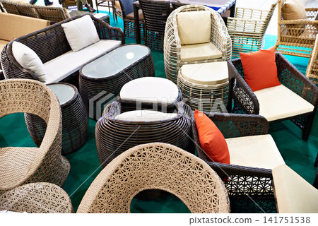 Wicker furniture at exhibition 141751538