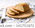 wheat bread with sourdough on white table, selective focus. 141751872
