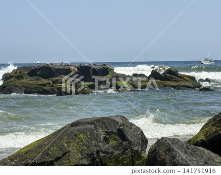 Views of the Beach and Rocks at Asbury Park in New Jersey Views of the Beach and Rocks at Asbury Park in New Jersey 141751916