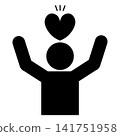 A pictogram of a person with their hands raised in joy and a heart (expressing emotion, gratitude, and love). 141751958