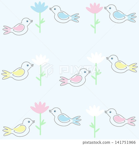 Bird outlines with colorful wings and flowers. The concept of Easter and spring. Bird outlines with colorful wings and flowers. The concept of Easter and spring. 141751966