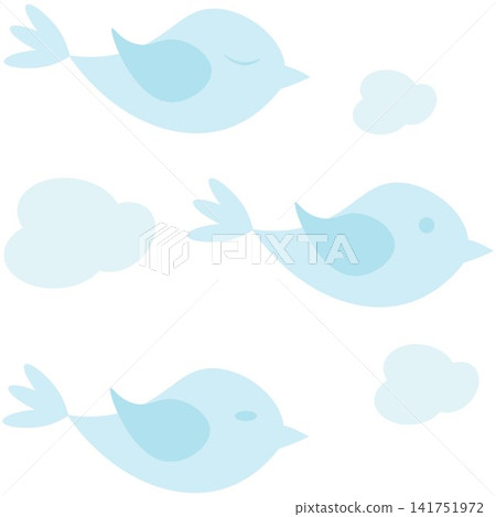 Flying Blue Birds and Clouds. The Concept of Easter and Spring Flying Blue Birds and Clouds. The Concept of Easter and Spring 141751972