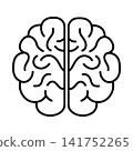 Black human brain icon without background 141752265