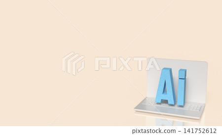Artificial Intelligence Technology Concept with Modern Laptop Computer 3d render. Artificial Intelligence Technology Concept with Modern Laptop Computer 3d render. 141752612