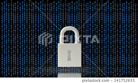Digital Security Padlock Protecting Binary Data Network 3d render. Digital Security Padlock Protecting Binary Data Network 3d render. 141752633