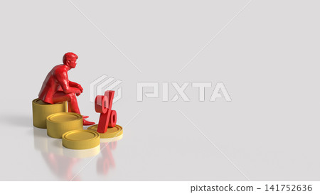 Businessman Planning Investment With Interest Rate Concept 3d render. Businessman Planning Investment With Interest Rate Concept 3d render. 141752636